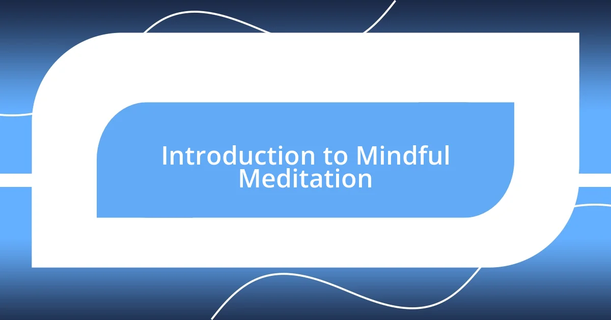 Introduction to Mindful Meditation